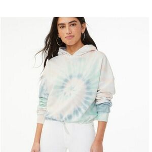 Aero Tie Dye Blue Hoodie Crop Top Women's Size L